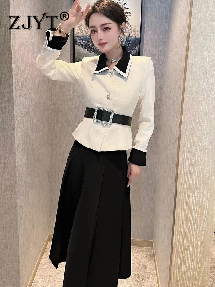 ZJYT Autumn Color Block Belt Jacket and Skirt Suit 2023 Elegant Dress Sets Two Piece for Women Outfit Casual Office Conjuntos
ZJYT Autumn Color Block Belt Jacket and Skirt Suit 2023 Elegant Dress Sets Two Piece for Women Outfit Casual Office Conjuntos