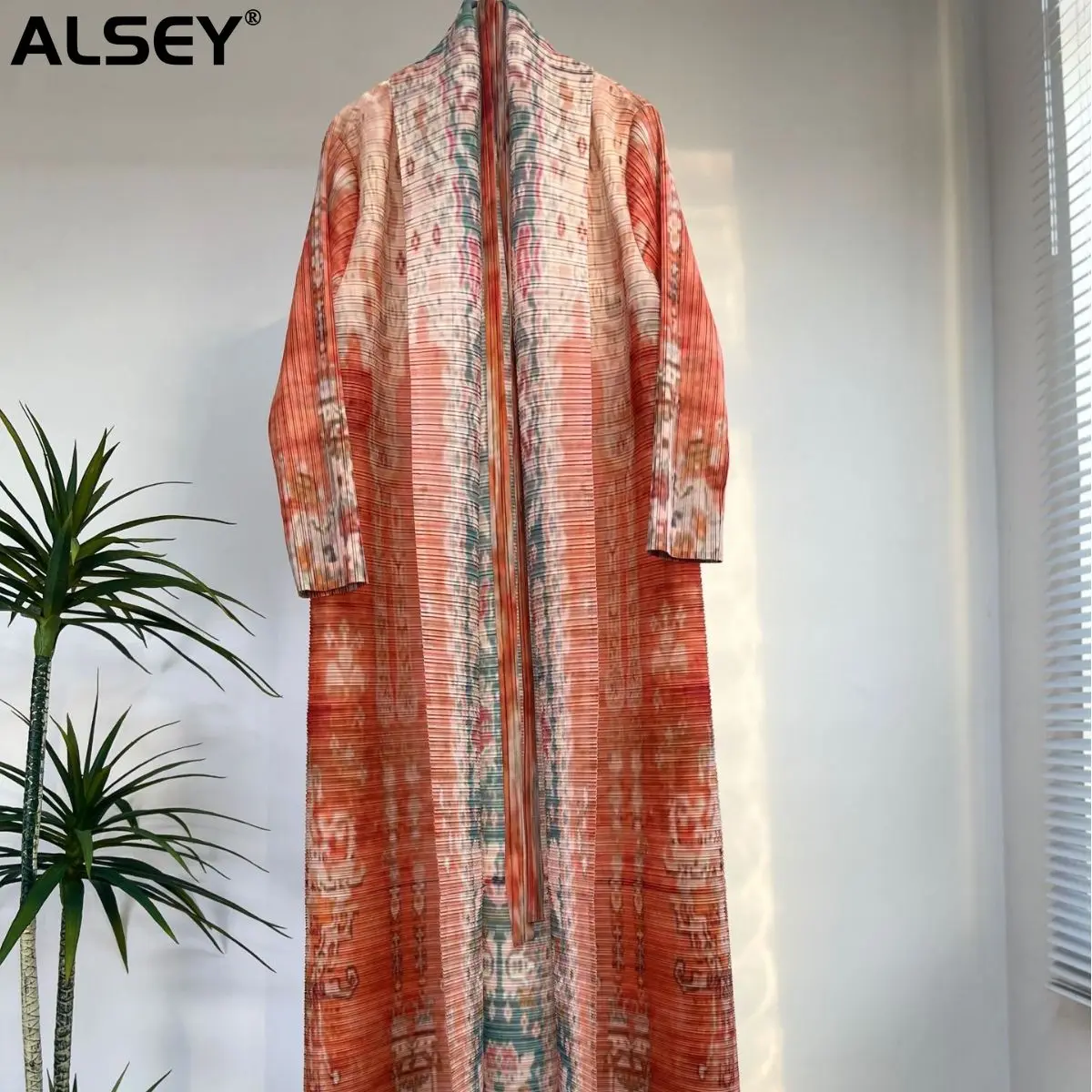 Новинка 2023, женское свободное Эксклюзивное Платье ALSEY Miyake с длинным рукавом и принтом, роскошное платье для Ближнего Востока, новинка весны-лета 
Новинка 2023, женское свободное Эксклюзивное Платье ALSEY Miyake с длинным рукавом и принтом, роскошное платье для Ближнего Востока, новинка весны-лета