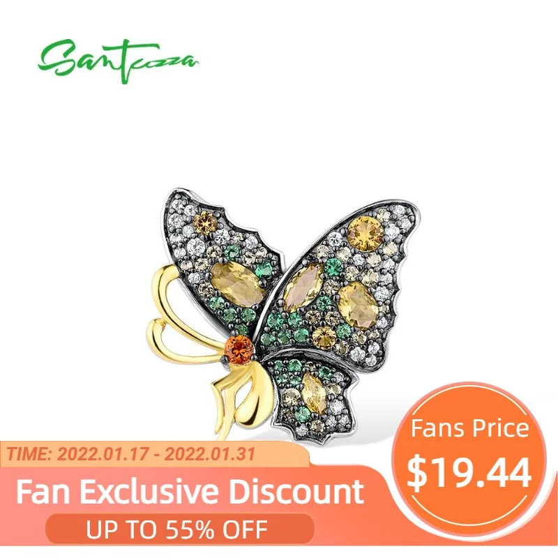 SANTUZZA Silver Pendant For Women 925 Sterling Silver Delicate Green Butterfly Shiny Green Spinel Yellow CZ Trendy Fine Jewelry
SANTUZZA Silver Pendant For Women 925 Sterling Silver Delicate Green Butterfly Shiny Green Spinel Yellow CZ Trendy Fine Jewelry