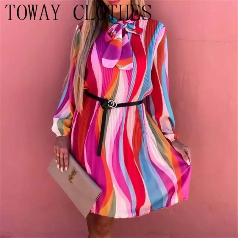 Vintage Colorful Patchwork Short Dress Elegant O-Neck Bow Lace-up Pleat Boho Dress Women Casual Long Sleeve Loose Party Dresses
Vintage Colorful Patchwork Short Dress Elegant O-Neck Bow Lace-up Pleat Boho Dress Women Casual Long Sleeve Loose Party Dresses