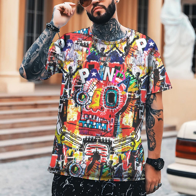 Summer Men T-shirt Casual Short Sleeve T-shirt Women's Street Trend Hip Hop Graffiti With Tattoo Effect Cooler Polyester
Summer Men T-shirt Casual Short Sleeve T-shirt Women's Street Trend Hip Hop Graffiti With Tattoo Effect Cooler Polyester
