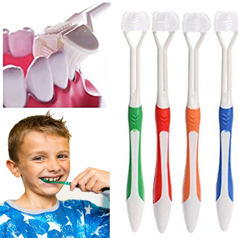 

Детская зубная щетка, трехсторонняя безопасная мягкая щетка, детская гигиена полости рта, уход, чистящие Детские зубные щетки, Детские зубн...