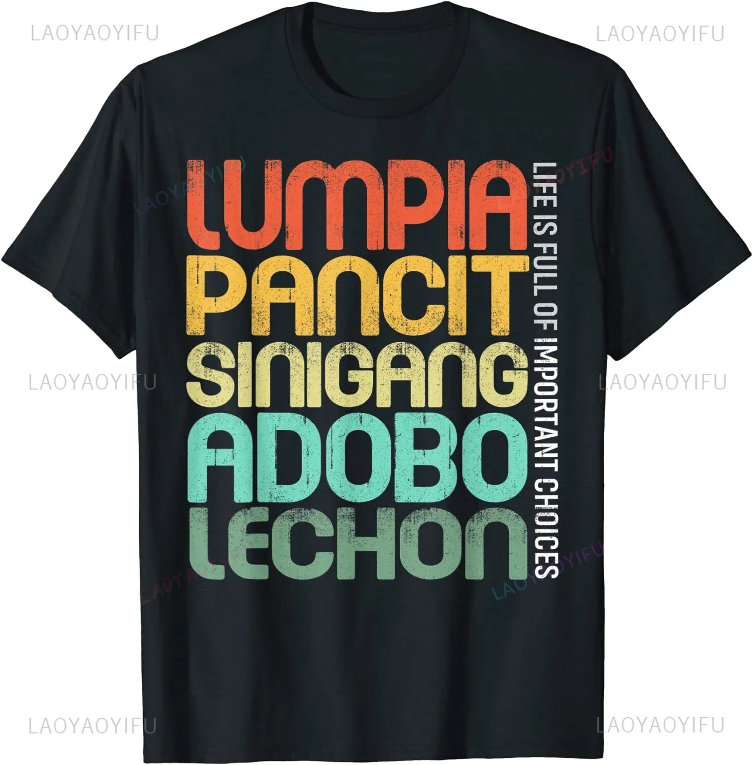 Забавная футболка с графическим принтом филиппинские пищевые Lumpia Pancit Sinigang Adobo