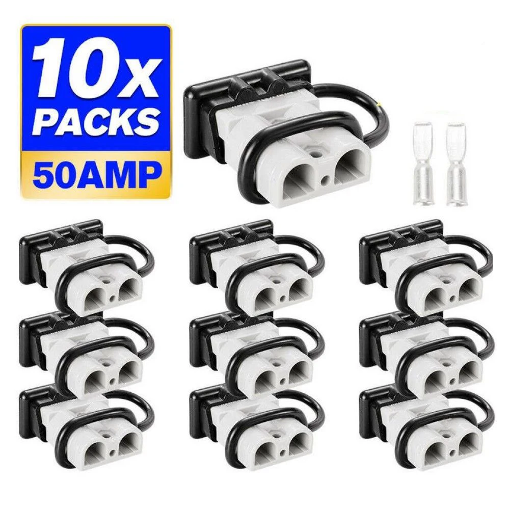 10 Sets For Anderson Cover Style Plug 50 Amp With Dust Cap 12-24V 12-6AWG DC Connector Straight Plug Wire Cable Connectors
10 Sets For Anderson Cover Style Plug 50 Amp With Dust Cap 12-24V 12-6AWG DC Connector Straight Plug Wire Cable Connectors