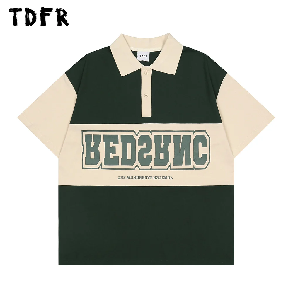Letter Print Short Sleeve T-shirt Summer Contrast Paneled Casual Streetwear Lapel Half-Sleeve Loose Cotton Tee Men
Letter Print Short Sleeve T-shirt Summer Contrast Paneled Casual Streetwear Lapel Half-Sleeve Loose Cotton Tee Men