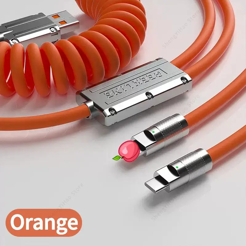120W 6A Fast Charging Cable 2 In 1 Retractable Data Cable Spring Charger USB Type C Wire for Huawei iPhone 14 13 12 11 Pro Max
120W 6A Fast Charging Cable 2 In 1 Retractable Data Cable Spring Charger USB Type C Wire for Huawei iPhone 14 13 12 11 Pro Max