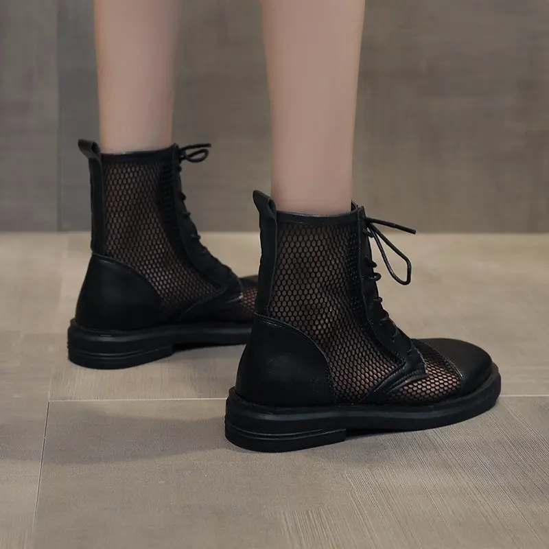 Summer Breathable Mesh Ankle Boots for Women Fashion Black Beige Lace Up Casual Shoes Woman Flat Platform Square Toe Cool Boots
Summer Breathable Mesh Ankle Boots for Women Fashion Black Beige Lace Up Casual Shoes Woman Flat Platform Square Toe Cool Boots