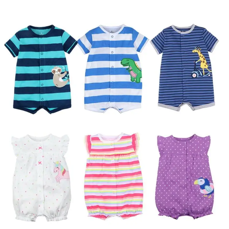 Детский хлопковый комбинезон с коротким рукавом, для новорожденных 
Детский хлопковый комбинезон с коротким рукавом, для новорожденных