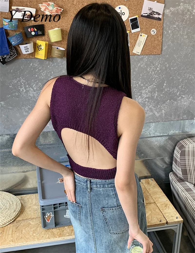 Y Demo Streetwear Chic Hollow Out Backless Knitted Sleeveless Women Casual Stretchy Tank Tops
Y Demo Streetwear Chic Hollow Out Backless Knitted Sleeveless Women Casual Stretchy Tank Tops