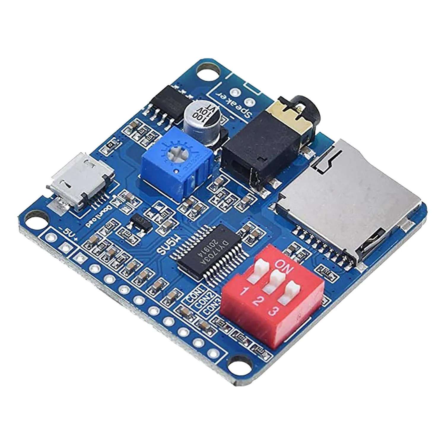 

DY-SV5W Voice Playback Module for MP3 Music Player Voice Playback Amplifier 5W SD/TF Card Integrated UART I/O Trigger