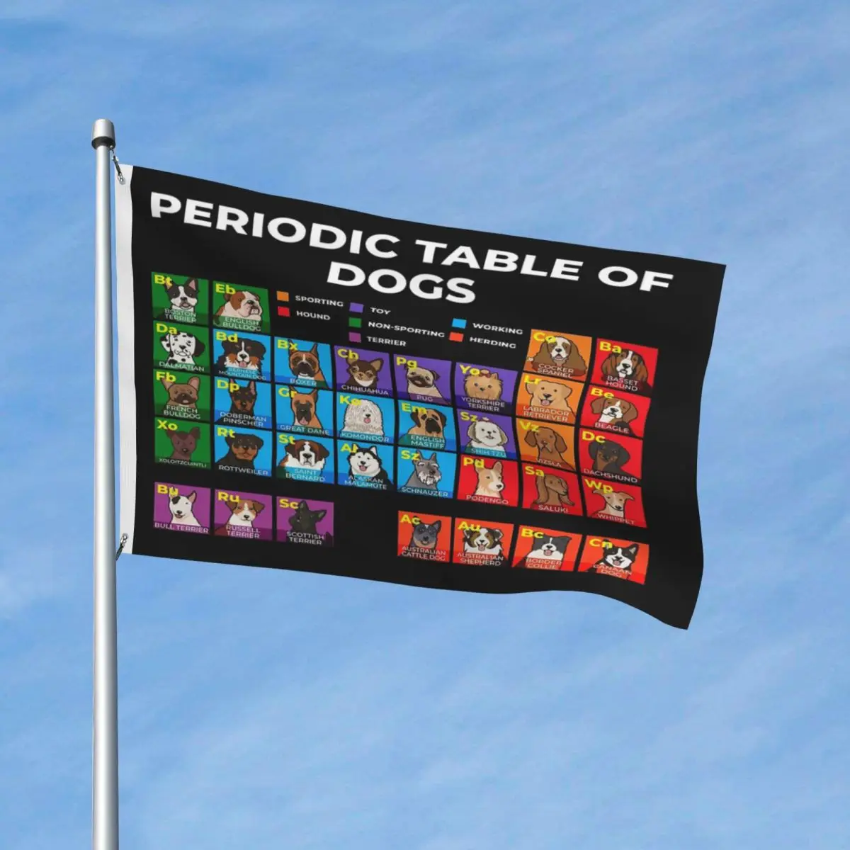 Periodic Table Of Dogs, Dog Lover, Funny Science Flag Decor Modern Easy To Hang Fade Resistant Flowy
Periodic Table Of Dogs, Dog Lover, Funny Science Flag Decor Modern Easy To Hang Fade Resistant Flowy
