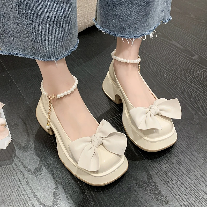 Ladies Platform Mary Jane Shoes Lolita Party High Heels Spring Autumn 2022 New Pumpkin Bow Beaded Chain Fashion Women's Shoes
Ladies Platform Mary Jane Shoes Lolita Party High Heels Spring Autumn 2022 New Pumpkin Bow Beaded Chain Fashion Women's Shoes