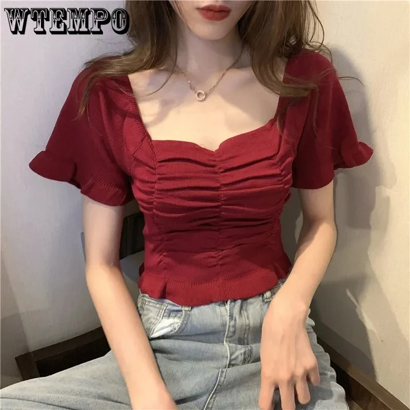 Summer Square Neck T-Shirt Women's Loose Short Sleeve Knit Design Short Drop Shipping Wholesale
Summer Square Neck T-Shirt Women's Loose Short Sleeve Knit Design Short Drop Shipping Wholesale