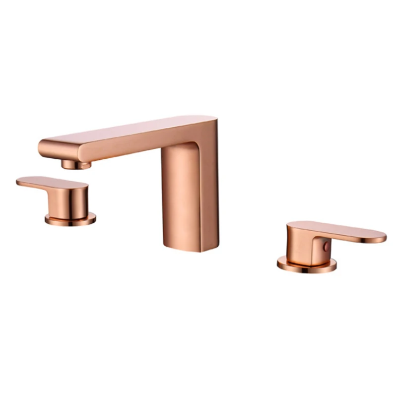 Deck Mounted three holes brass Brushed rose gold bathroom sink faucets dual handle basin mixer taps
Deck Mounted three holes brass Brushed rose gold bathroom sink faucets dual handle basin mixer taps