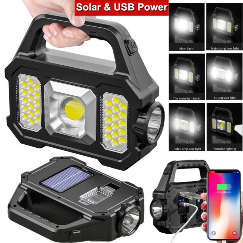 500LM USB Rechargeable Flashlight Waterproof 6 Gear COB/LED Torch Light Portable Powerful Lantern Solar Light for Camping Hiking
500LM USB Rechargeable Flashlight Waterproof 6 Gear COB/LED Torch Light Portable Powerful Lantern Solar Light for Camping Hiking