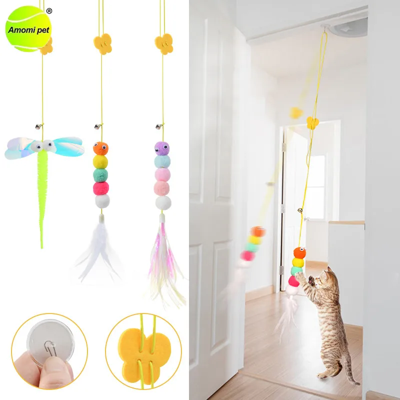 Cat Interactive Toy Playing Retractable Animal Toys Door Hanging Elastic Feather Funny Cat Stick Teaser Wand Toy Cat Accessories 
Cat Interactive Toy Playing Retractable Animal Toys Door Hanging Elastic Feather Funny Cat Stick Teaser Wand Toy Cat Accessories