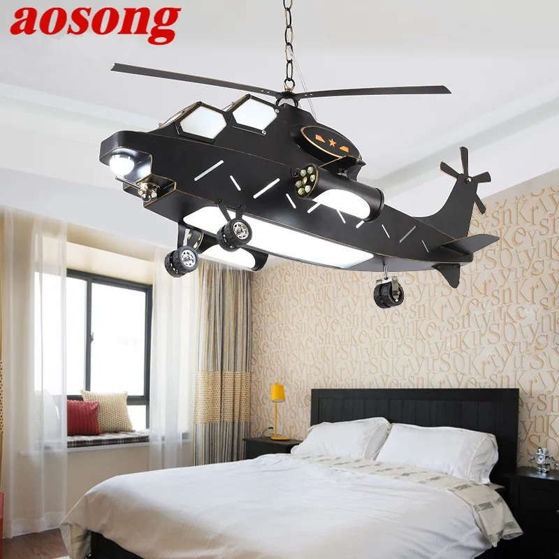 AOSONG Children's Airplane Pendant Lamp Vintage LED Creative Fashion Cartoon Helicopter Light For Decor Kids Room Kindergarten
AOSONG Children's Airplane Pendant Lamp Vintage LED Creative Fashion Cartoon Helicopter Light For Decor Kids Room Kindergarten