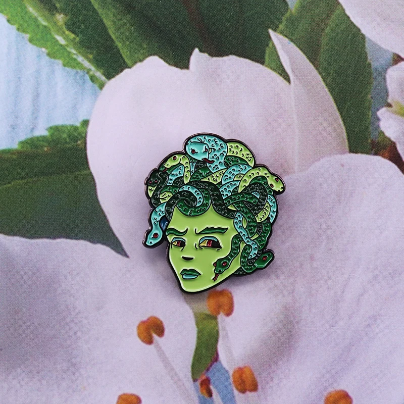 Greek Mythology Story pin Medusa Gorgon head With her serpentine hair brooch
Greek Mythology Story pin Medusa Gorgon head With her serpentine hair brooch
