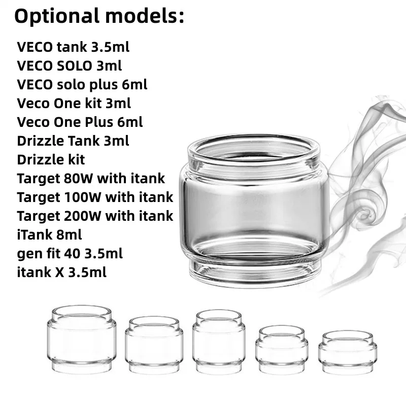 

5PCS Bubble Glass Tube for Vaporesso VECO Tank 3.5ml / Drizzle Tank 3ml / Target 80W with Itank / ITank 8ml / Gen Fit 40 3.5ml