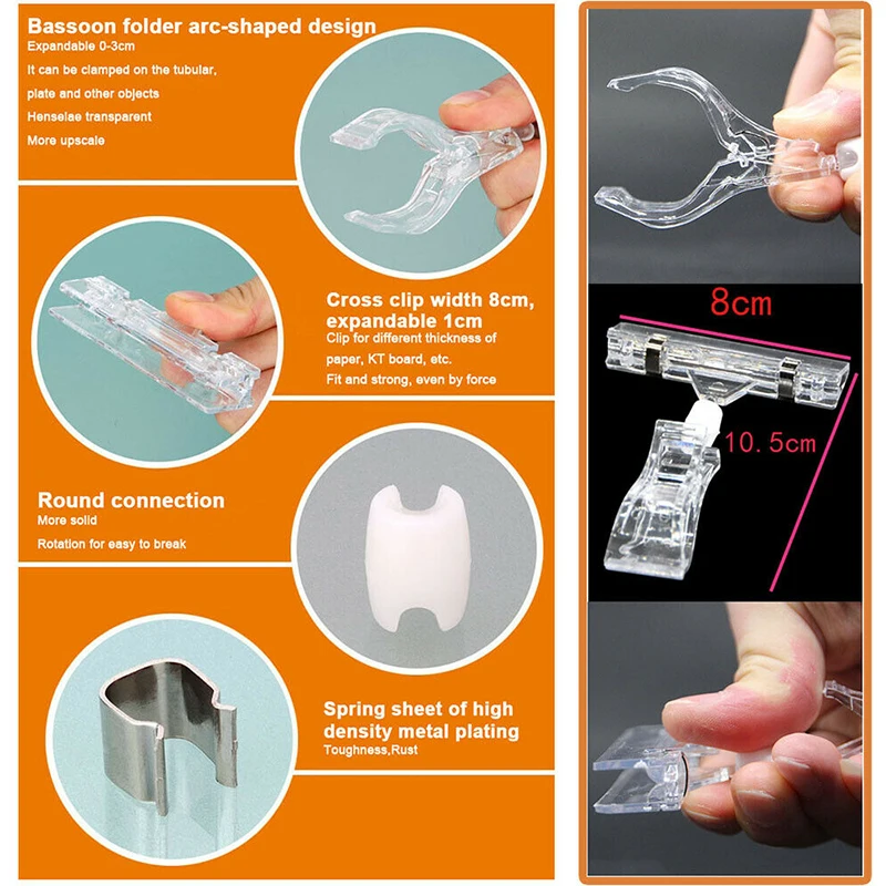 Transparent Advertising Clips Double-ended Plastic Shelf Clamp Sign Display Price Label Tag Clip Holder Supermarket Retail Stand
Transparent Advertising Clips Double-ended Plastic Shelf Clamp Sign Display Price Label Tag Clip Holder Supermarket Retail Stand