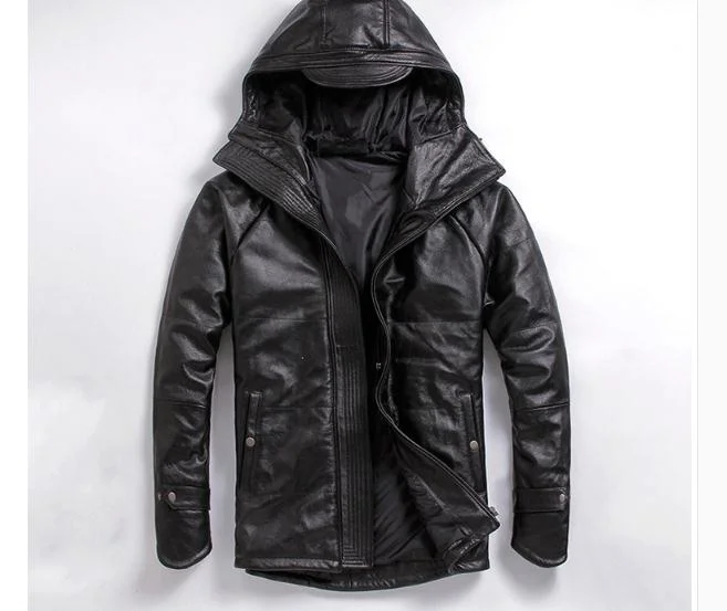 

Free shipping winter warm genuine leather jacket thicker warm leather coat plus size leather clothing man cowhide clothes