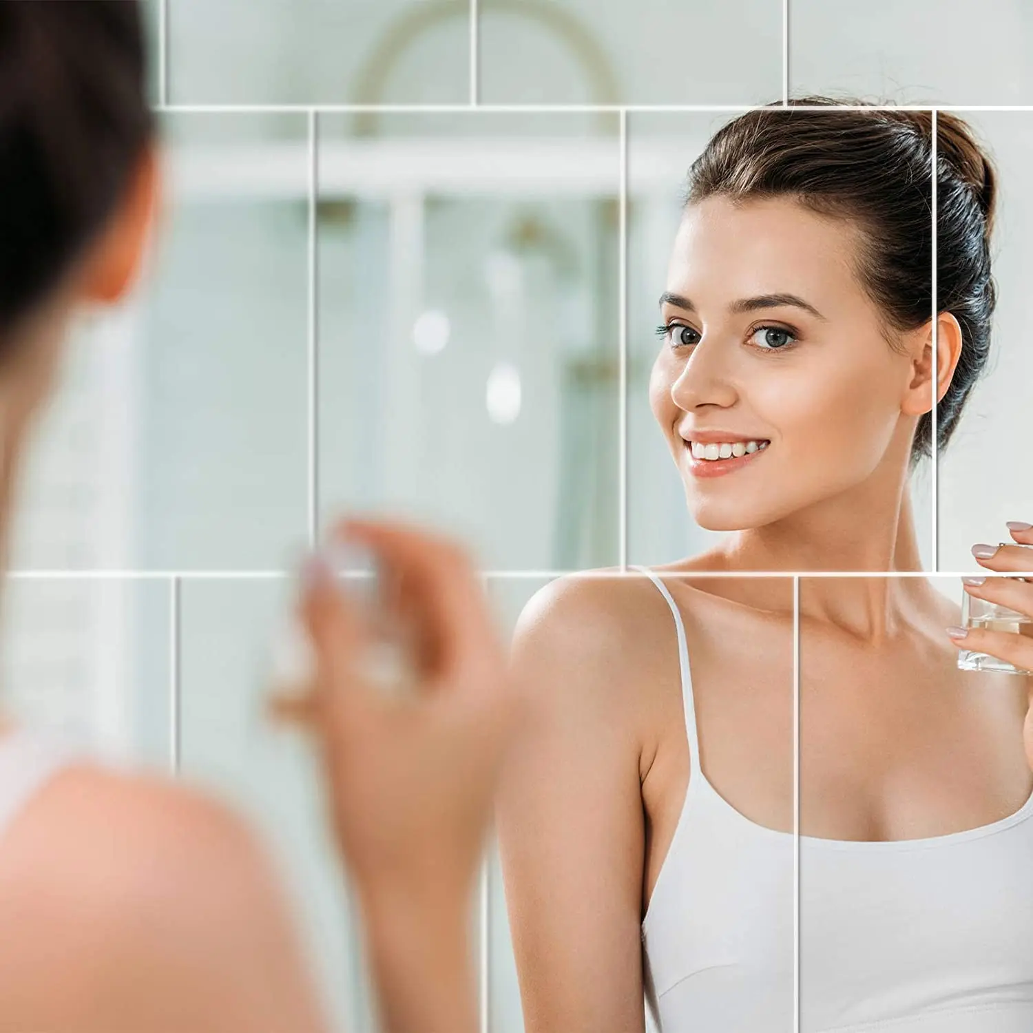 Removable Self Adhesive Plastic Mirror 6PCS Square Crystal Wallpaper with Self Adhesive Paper Living Room Bathroom Mirror
Removable Self Adhesive Plastic Mirror 6PCS Square Crystal Wallpaper with Self Adhesive Paper Living Room Bathroom Mirror