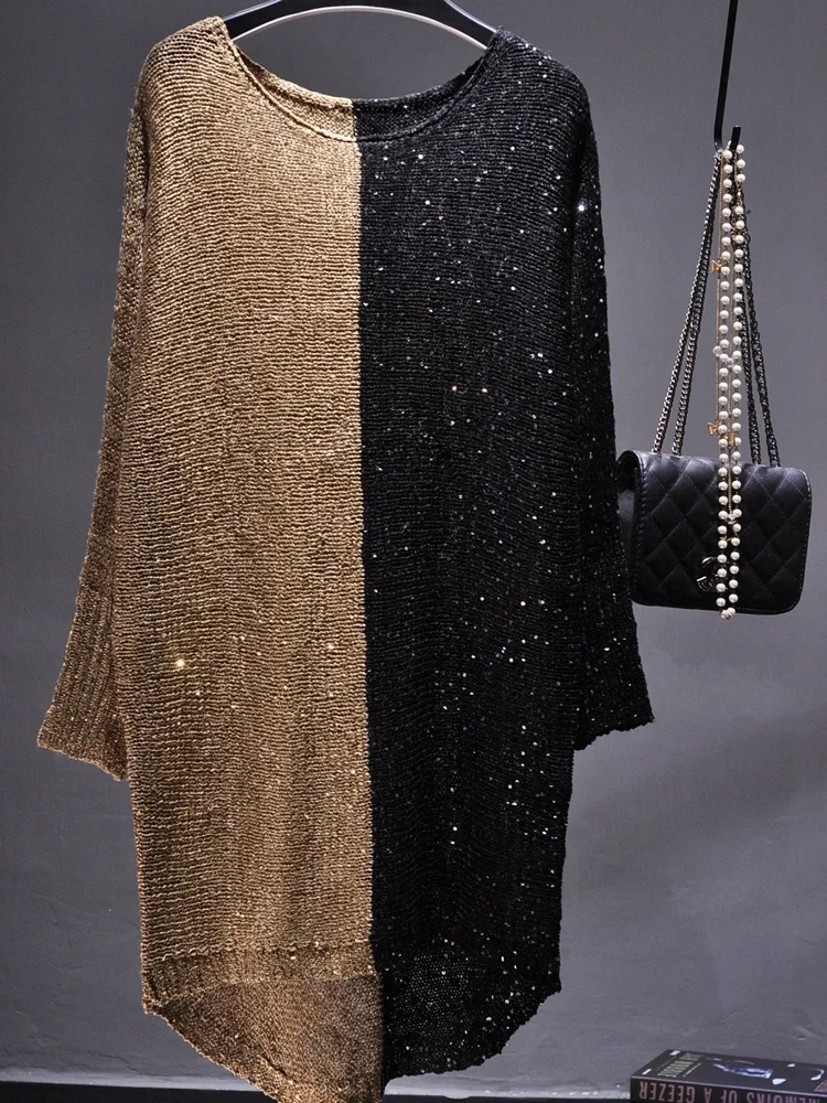 Женский свитер с блестками, Свободный Длинный зимний свитер в европейском и американском стиле
Женский свитер с блестками, Свободный Длинный зимний свитер в европейском и американском стиле