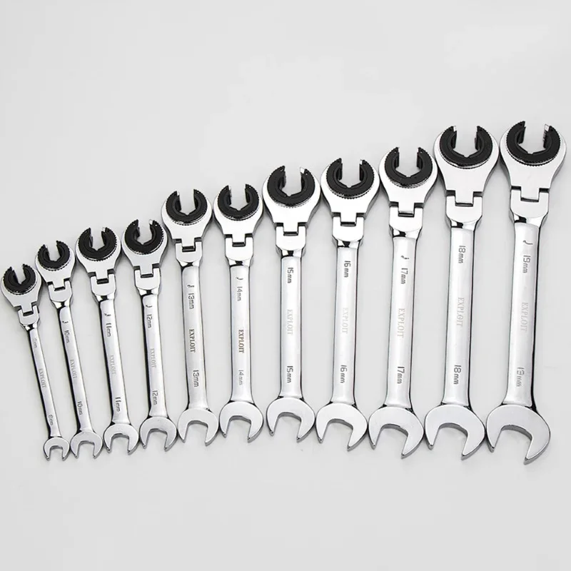 

8-19mm Opening Tubing Ratchet Wrench Spanner Combination Wrenches Set Flex-head Fixed Head Metric Open End Gears Ring Wrench Set