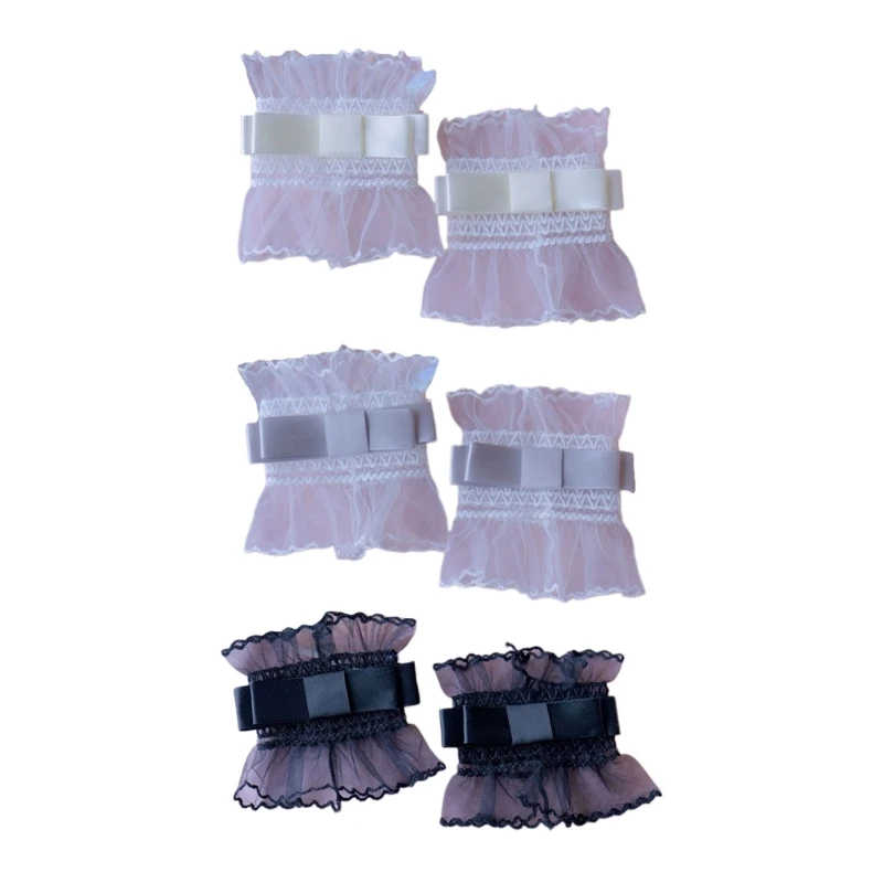 

L93F эластичные плиссированные съемные манжеты на запястье легкие декоративные кружевные манжеты с оборками Женские аксессуары для украшения свитера рубашки