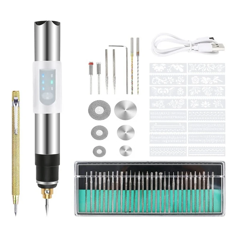 

USB-гравировальная ручка, перезаряжаемый мини-гравер, гравировальная ручка с аксессуарами для гравировки, для металлических магнитных гвозд...