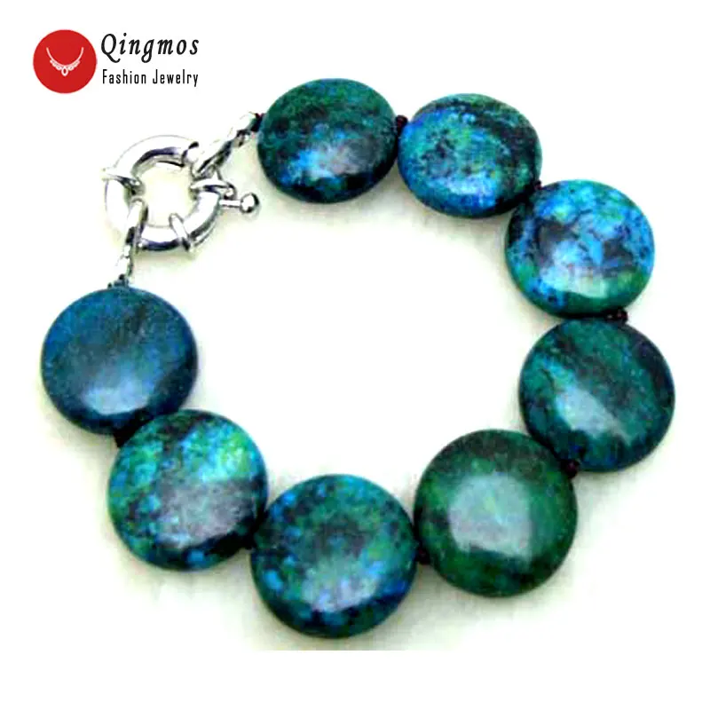 Qingmos GENUINE 25mm Coin Round Green Chrysocolla Bracelet for Women with Genuine Stone Bracelet Jewelry 7.5" bra190
Qingmos GENUINE 25mm Coin Round Green Chrysocolla Bracelet for Women with Genuine Stone Bracelet Jewelry 7.5" bra190
