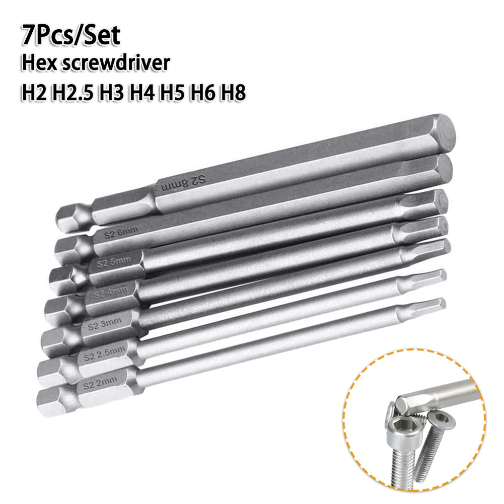 7Pcs 1/4'' Hex Screwdriver Bit Magneti Tip Screw Driver Allen Wrench H2 H2.5 H3 H4 H5 H6 H8 Key Screwdriver Drill Bit Set
7Pcs 1/4'' Hex Screwdriver Bit Magneti Tip Screw Driver Allen Wrench H2 H2.5 H3 H4 H5 H6 H8 Key Screwdriver Drill Bit Set