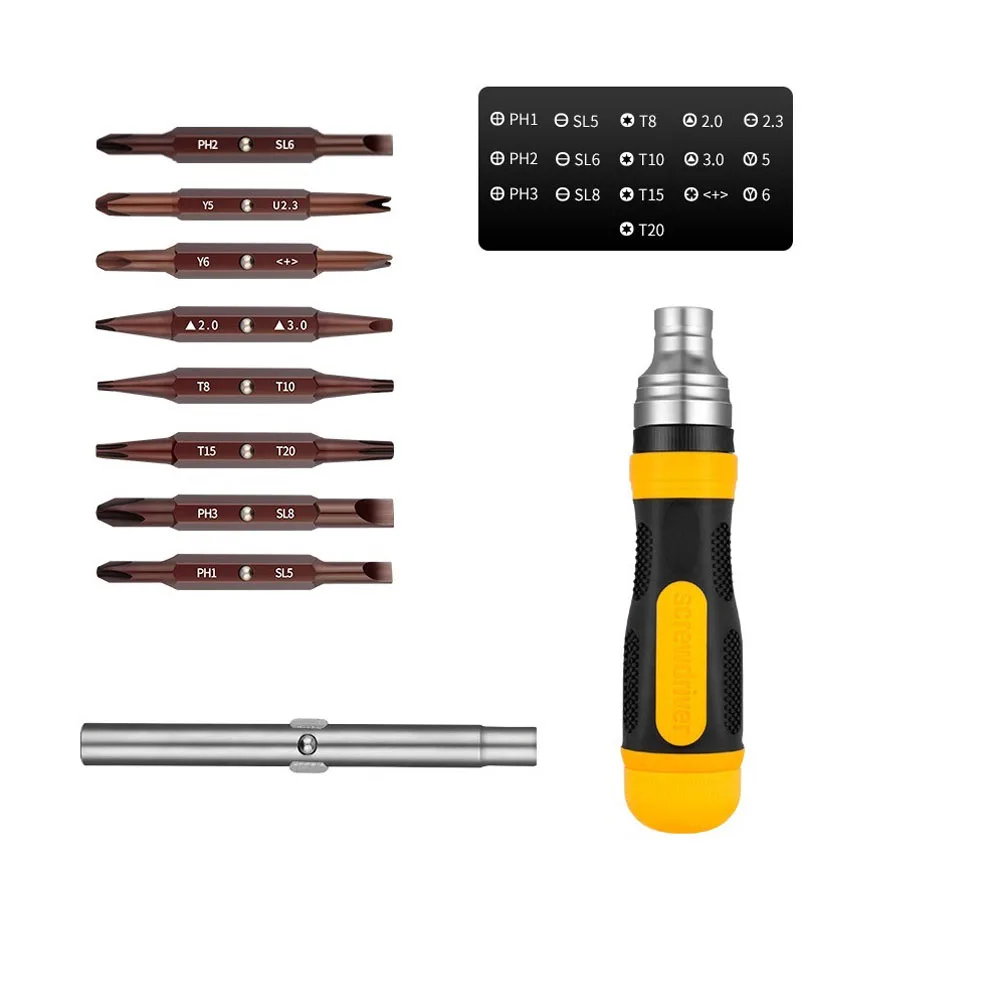 Detachable 19 In 1 Two-Way Ratchet Screwdriver Anti Slip Handle Multi-Purpose Screw Driver Replaceable Household Toy Fan Repair
Detachable 19 In 1 Two-Way Ratchet Screwdriver Anti Slip Handle Multi-Purpose Screw Driver Replaceable Household Toy Fan Repair