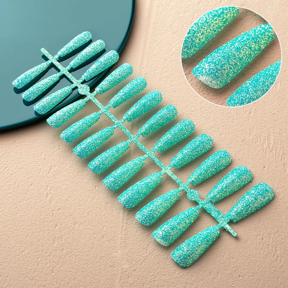 24pcs Glitter Powder Candy Color Llong Press on Nails Fashion and Easy Use Full Cover Coffin Fake Nails for Manicure DIY
24pcs Glitter Powder Candy Color Llong Press on Nails Fashion and Easy Use Full Cover Coffin Fake Nails for Manicure DIY