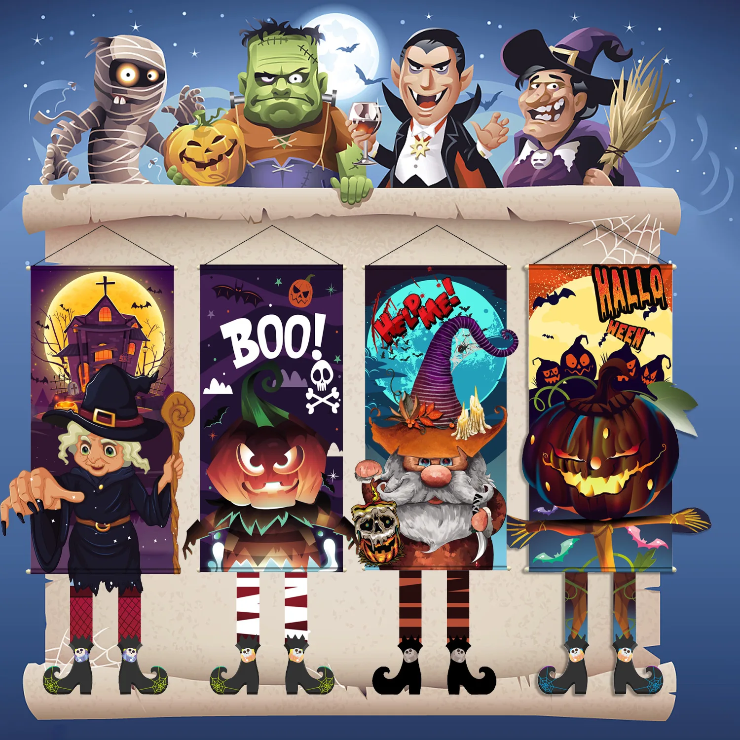 Halloween Door Hanging Halloween Scene Party Setup Props Pygmy Pumpkin Skull Pendant Door Hanging with Background Cloth
Halloween Door Hanging Halloween Scene Party Setup Props Pygmy Pumpkin Skull Pendant Door Hanging with Background Cloth