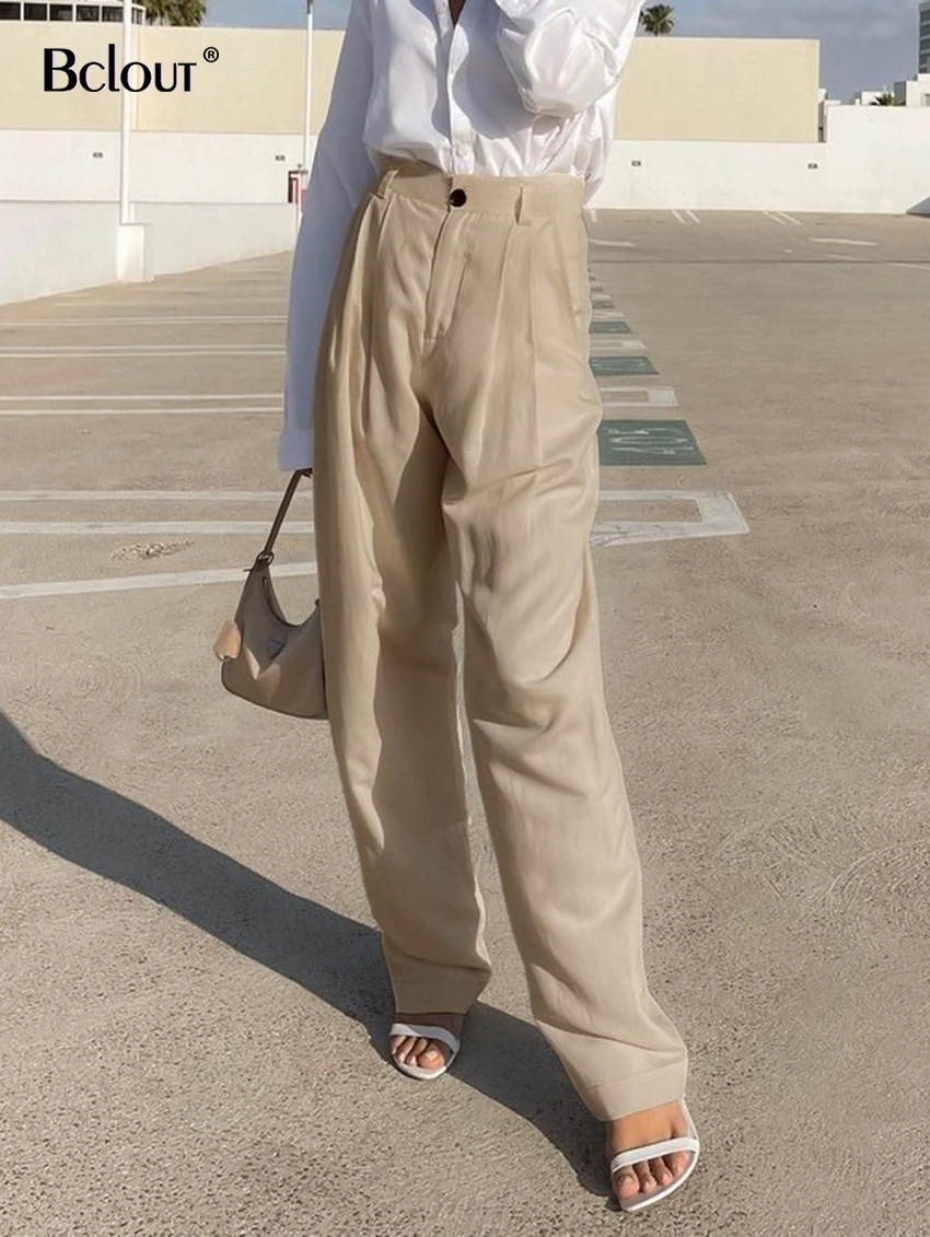 Bclout Khaki Linen Women'S Pants Casual High Waist Pleated Straight Trousers Summer Elegant Solid Cotton Long Pants Woman 2022
Bclout Khaki Linen Women'S Pants Casual High Waist Pleated Straight Trousers Summer Elegant Solid Cotton Long Pants Woman 2022