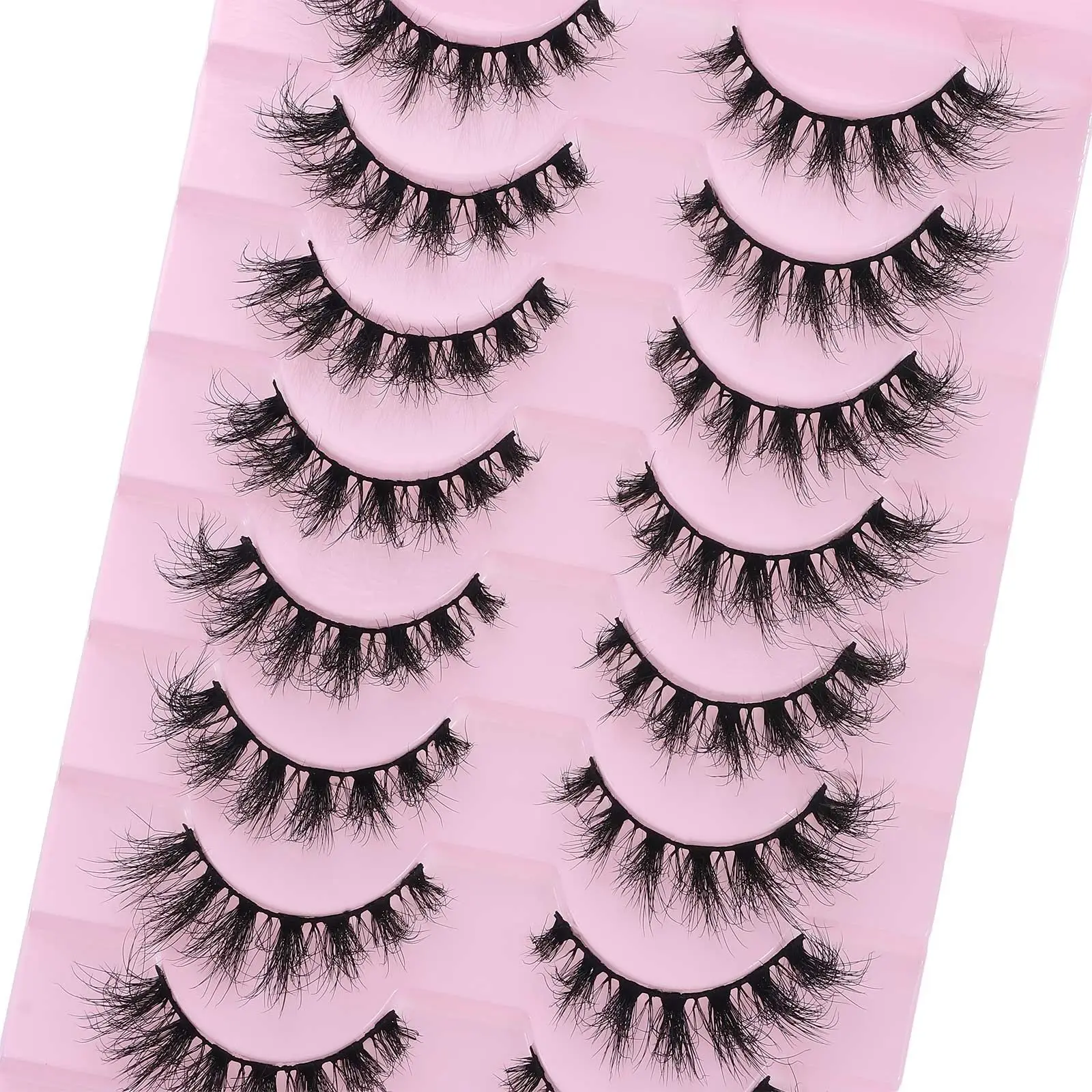 

Multilaiers Dramatic False Eyelashes 10 Pairs Natural Long Wispy Eye Lashes D Curl Fluffy Volume Faux Mink Lashes Women