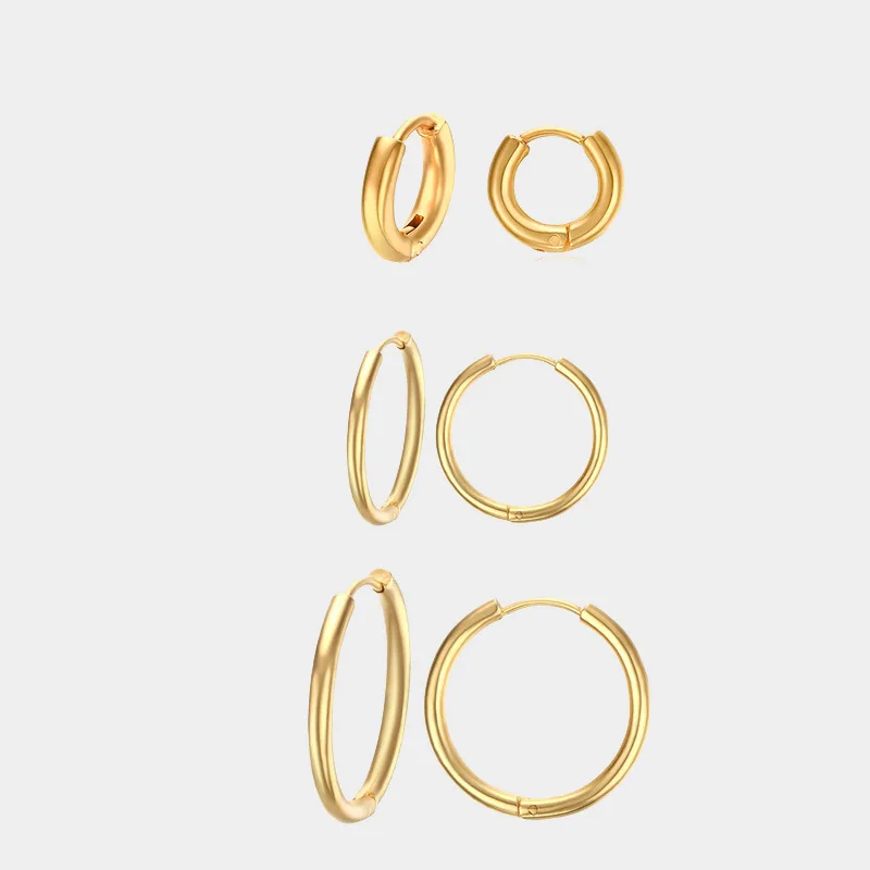 Simple Style Gold Color Round Circle Hoop Earrings Brinco No Fade Size 11mm 20mm 25mm Stainless Steel Earring Fashion Jewelry 
Simple Style Gold Color Round Circle Hoop Earrings Brinco No Fade Size 11mm 20mm 25mm Stainless Steel Earring Fashion Jewelry
