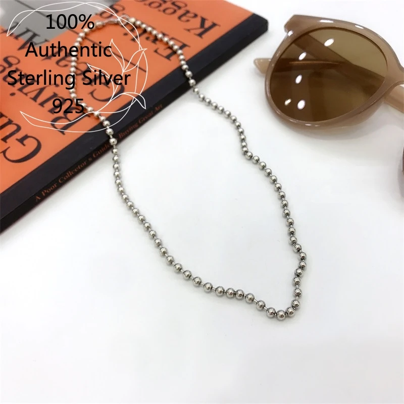 

Sterling Silver Collier Argent Collar Aros De Plata 925 Para Mujer Thick Round Bead Initial Necklace Chain Original For Women