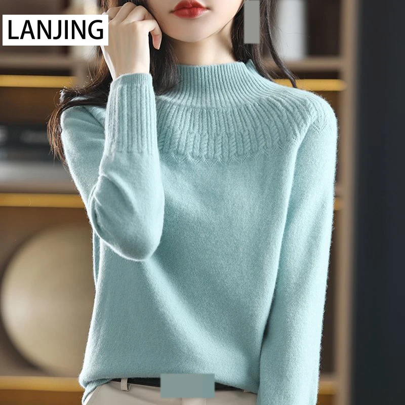 New half turtleneck sweater women's autumn and winter short pullover solid color loose sweater thickened bottoming shirt
New half turtleneck sweater women's autumn and winter short pullover solid color loose sweater thickened bottoming shirt