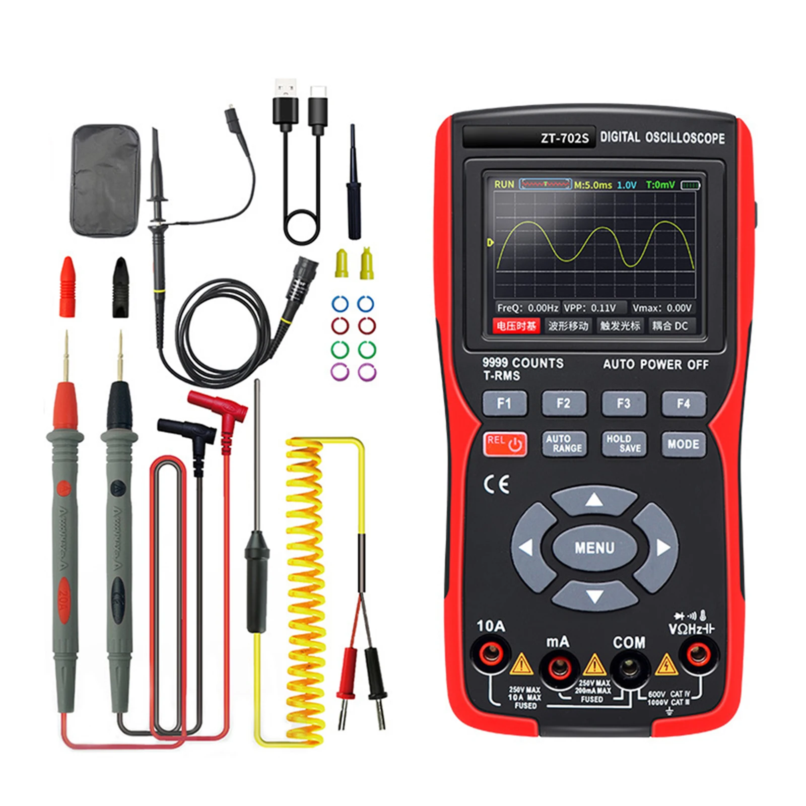 Handheld Oscilloscope and Digital Multimeter Combo for Accurate AC/DC Voltage and Current Testing with 9999 Counts
Handheld Oscilloscope and Digital Multimeter Combo for Accurate AC/DC Voltage and Current Testing with 9999 Counts