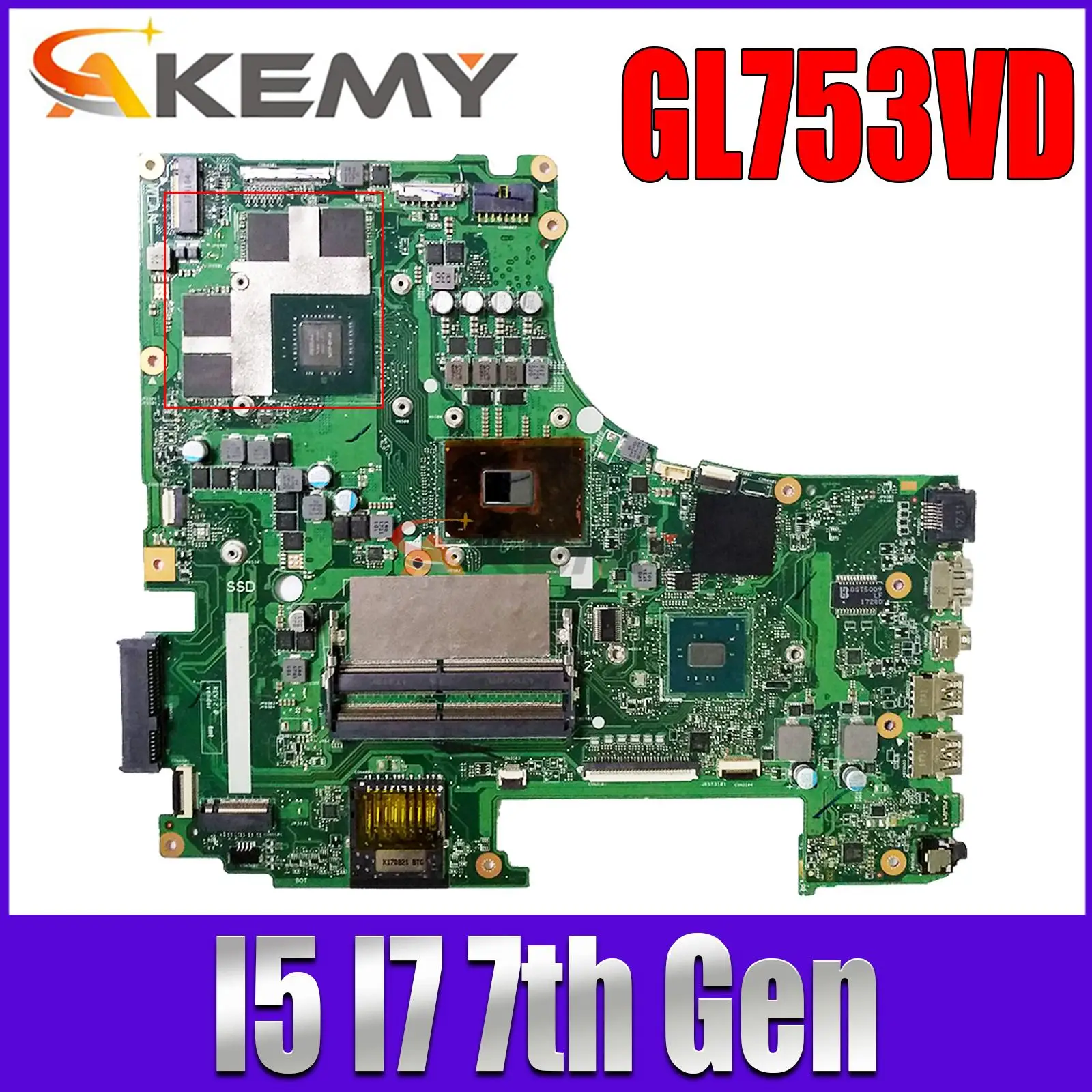 

Notebook Mainboard For ROG GL753VD GL753VE FX753V ZX753V GL753V GL753 Laptop Motherboard i5 i7 7th Gen GTX1050 GTX1050Ti