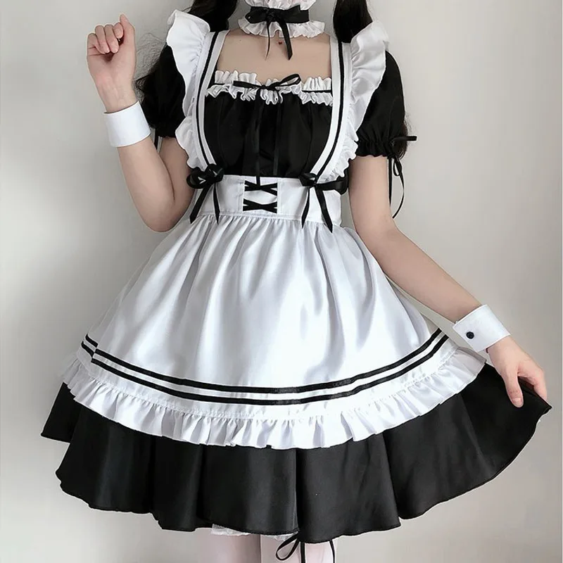 Kawaii костюм горничной Лолита косплей аниме сексуальное платье милая японская