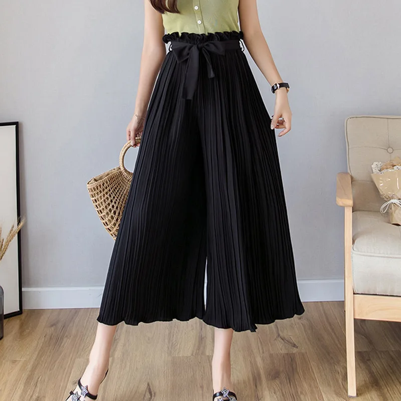 Loose Ruffle Bandage Chiffon Pants High Waist Wide Leg Pants Female Pleated Summer Trousers Culottes Pants Women 2022 S-XXL
Loose Ruffle Bandage Chiffon Pants High Waist Wide Leg Pants Female Pleated Summer Trousers Culottes Pants Women 2022 S-XXL