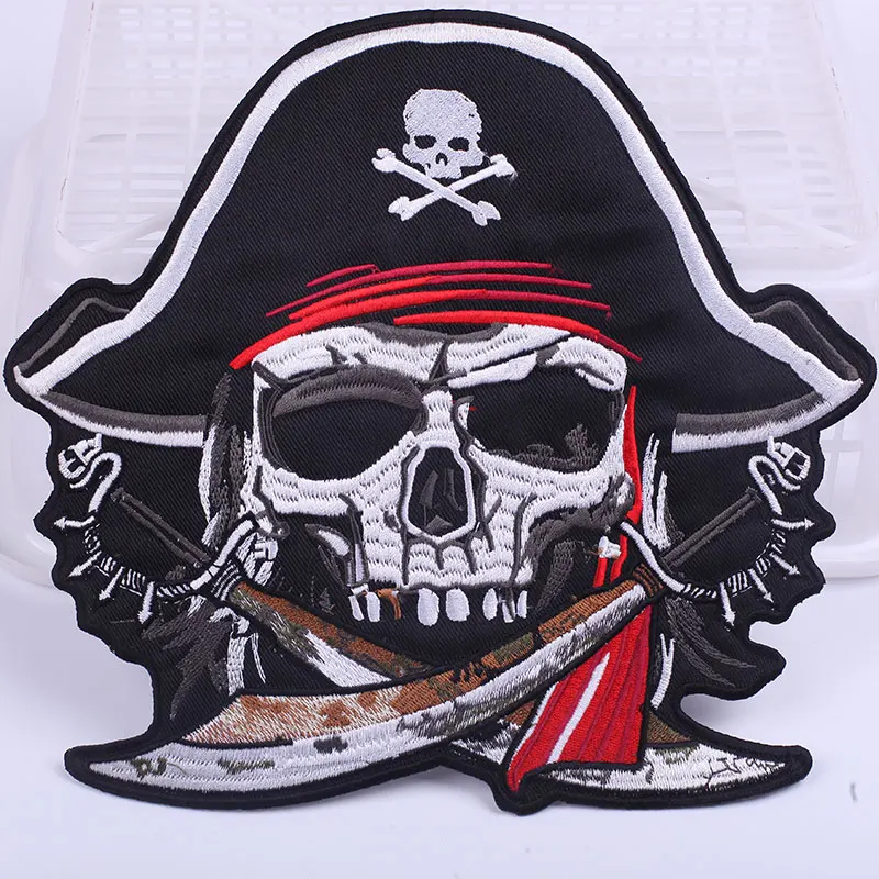 24*22.2cm Military Patches Embroidery Pirate Skull Iron on Patch on Clothes Large Punk Motorcycle Biker Back Clorhing Stickers
24*22.2cm Military Patches Embroidery Pirate Skull Iron on Patch on Clothes Large Punk Motorcycle Biker Back Clorhing Stickers