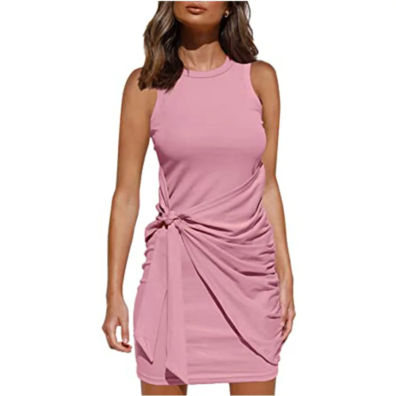 2021 summer new style sleeveless round neck pleated bow belt irregular dress gray22
2021 summer new style sleeveless round neck pleated bow belt irregular dress gray22