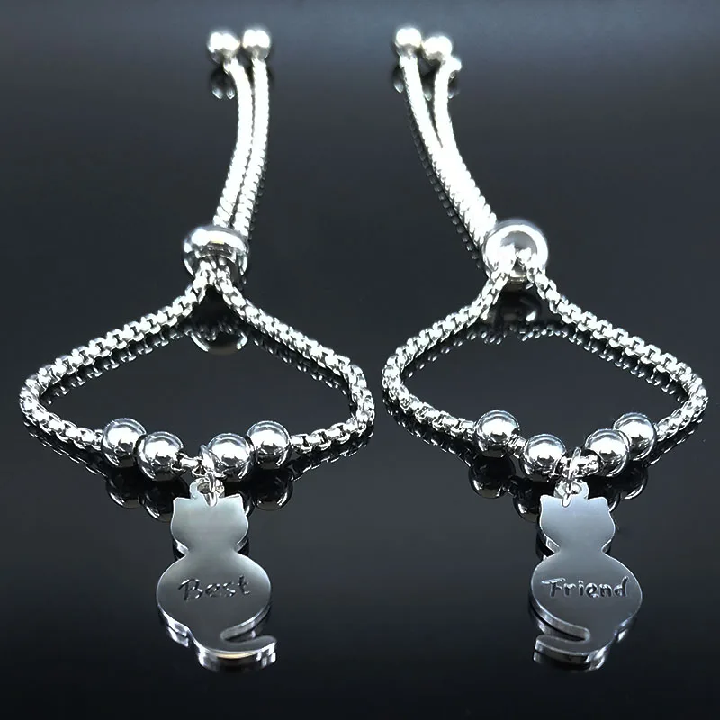 2PCS Fashion Cat Best Friends Stainless Steel Bracelets Women Silver Color Bracelets Bangles Jewelry pulsera mujer B18633S07
2PCS Fashion Cat Best Friends Stainless Steel Bracelets Women Silver Color Bracelets Bangles Jewelry pulsera mujer B18633S07