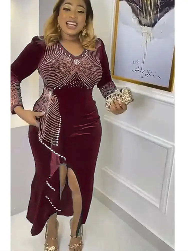 Plus Size African Party Dresses for Women 2022 New Fashion Dashiki Ankara Velvet Wedding Gowns Elegant Muslim Kaftan Maxi Dress
Plus Size African Party Dresses for Women 2022 New Fashion Dashiki Ankara Velvet Wedding Gowns Elegant Muslim Kaftan Maxi Dress