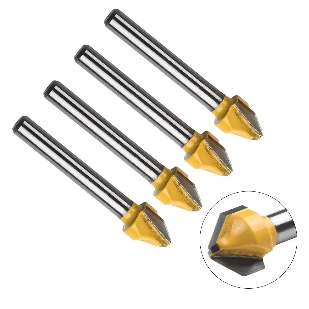 4Pcs 6mm Shank Router Bit 90 Degree V-shaped Flat Head Chamfer Milling Cutter Woodworking Engraving Trimming Router Bit
4Pcs 6mm Shank Router Bit 90 Degree V-shaped Flat Head Chamfer Milling Cutter Woodworking Engraving Trimming Router Bit