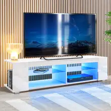High Gloss Modern TV Stand Bookshelves With LED Light 4-Shelf Console Cabinet Home Office TV bracket Living Room Furniture